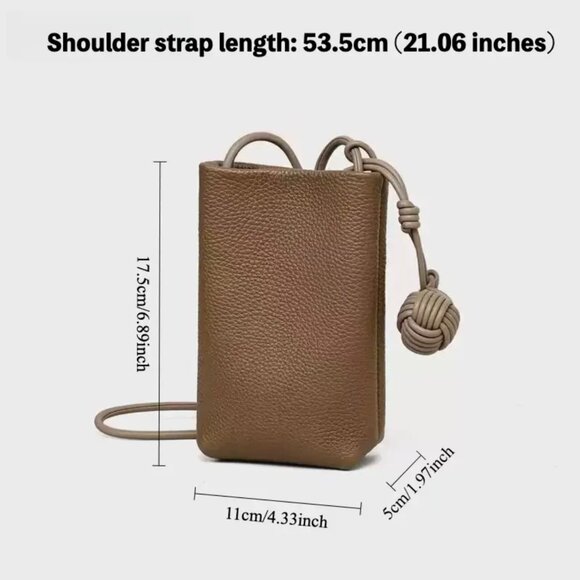 New! Tan Brown Faux Soft PU Leather Mini Crossbody Phone Coin Purse Bag - Picture 6 of 7